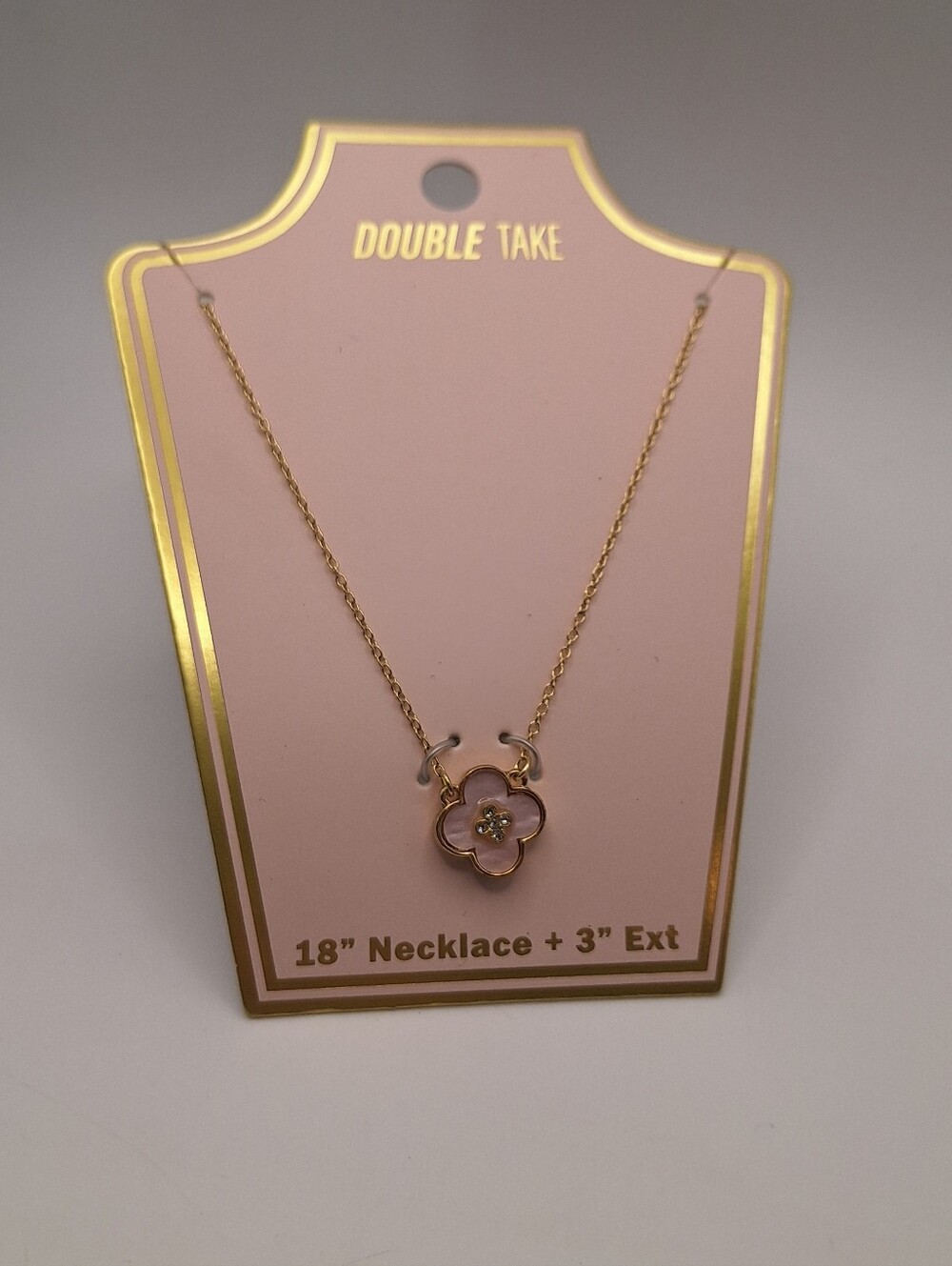 NWT Double Take Blush Pink Flower Pendant Gold Tone Necklace 18"
